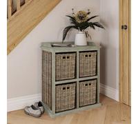 Fwstyle 4 Drawer Storage Unit Solid Greywash Pine 2 Over 2 Ready Assembled