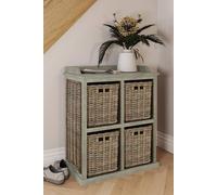 Fwstyle 4 Drawer Storage Unit Solid Greywash Pine 2 Over 2 Ready Assembled Grey