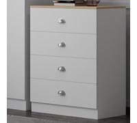 Fwstyle 4 Drawer White Chest Of Drawers Light Oak Top
