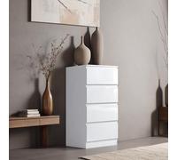 FWStyle 4 Drawer White Gloss Chest Of Drawers Scratch Resistant FWStyle White