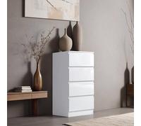 Fwstyle 4 Drawer White Gloss Chest Of Drawers Scratch Resistant White One Size