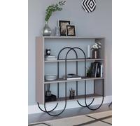 Fwstyle 4 Shelf Modern Mocha Grey Shelving Display Unit Metal Frame Grey