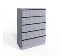 FWStyle 5 Drawer Chest Of Drawers Dark Matt Grey FWStyle Grey