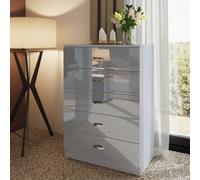 Fwstyle 5 Drawer Chest Of Drawers Grey Gloss Bedroom Furniture