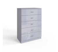 Fwstyle 5 Drawer Gloss Grey Chest Of Drawers Scratch Resistant