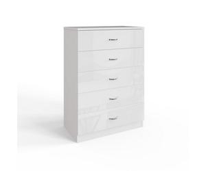 Fwstyle 5 Drawer Gloss White Chest Of Drawers Scratch Resistant