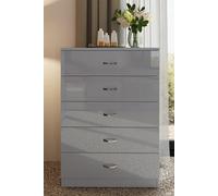 5 Drawer Tall High Gloss Chest Of Drawers FWStyle Grey One Size