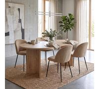 Fwstyle 5 Piece Dining Set 180X90Cm Oak Table & 4 Mustard Chairs In Brown Brown