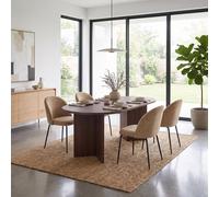 Fwstyle 5 Piece Dining Set 180X90Cm Walnut Table & 4 Mustard Dining Chairs In Brown Brown