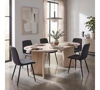 Fwstyle 5 Piece Robyn Dining Set 180X90Cm Travertine Table & 4 Grey Dining Chairs