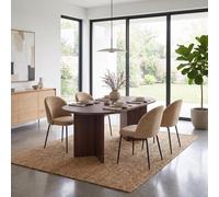 Fwstyle 5 Piece Robyn Dining Set 180X90Cm Walnut Table & 4 Mustard Dining Chairs