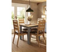 Fwstyle 5 Piece Solid Natural Oak Dining Table Set With 4 Chairs In Grey Grey One Size