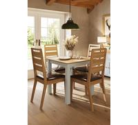5 Piece Solid Natural Oak Dining Table Set With 4 Chairs FWStyle White One Size
