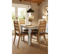 5 Piece Solid Natural Oak Dining Table Set With 4 Chairs FWStyle White One Size