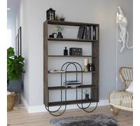 FWStyle 5 Shelf Modern Shelving Display Unit Dark Coffee Curved Metal Frame