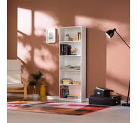 FWStyle 5 Tier Matt White Bookcase Shelving Unit FWStyle White