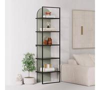 Fwstyle 5 Tier Modern Arched Ash Green Bookcase Shelving Unit Green