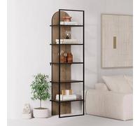 Fwstyle 5 Tier Modern Arched Dark Oak Bookcase Shelving Unit In Brown Brown