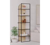 Fwstyle 5 Tier Modern Bookcase Shelving Unit Natural Oak Black Metal Frame In Brown Brown One Size
