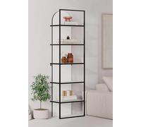 5 Tier Modern Bookcase Shelving Unit Painted White Black Metal Frame FWStyle White One Size