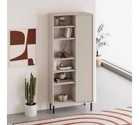 Fwstyle 5 Tier Sandstone Curved Bookshelf Storage Unit In Beige Beige