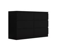 FWStyle 6 Drawer Black Chest Of Drawers Matt Effect Finish FWStyle Black