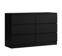 Fwstyle 6 Drawer Black Chest Of Drawers Modern Handleless (H) 77 (W) 110 (D) 40Cm