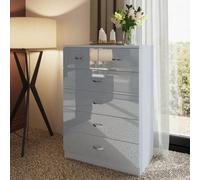 Fwstyle 6 Drawer Chest Of Drawers Grey Gloss 4+2 Bedroom Furniture