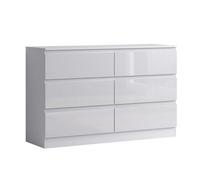 Fwstyle 6 Drawer Chest Of Drawers White Gloss Scratch Resistant (H) 77 (W) 110 (D) 40Cm