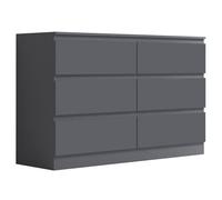 Fwstyle 6 Drawer Dark Grey Chest Of Drawers Matt Effect Finish Dark Grey One Size