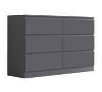 FWStyle 6 Drawer Dark Grey Chest Of Drawers Matt Effect Finish FWStyle Dark Grey