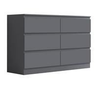 Fwstyle 6 Drawer Dark Matt Grey Chest Of Drawers (H) 77 (W) 110 (D) 40Cm