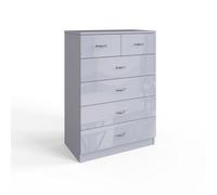 Fwstyle 6 Drawer Grey Gloss Chest Of Drawers Scratch Resistant