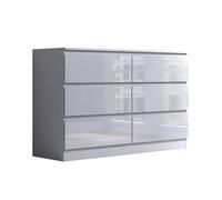 FWStyle 6 Drawer White Chest Of Drawers Gloss Fronts FWStyle White