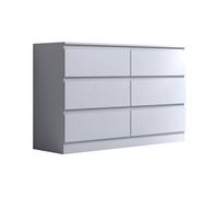 6 Drawer White Chest Of Drawers Matt Effect Finish FWStyle White One Size