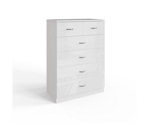 Fwstyle 6 Drawer White Gloss Chest Of Drawers 4+2 (H) 100 (W) 70 (D) 40Cm