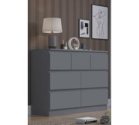 Fwstyle 7 Drawer Chest Of Drawers Dark Matt Grey Scratch Resistant Coating In Dark Grey Dark Grey