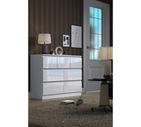 Fwstyle 7 Drawer High Gloss White Chest Of Drawers Merchant Chest - Stora White