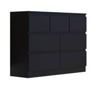7 Drawer Merchant Chest Black Scratch Resistant FWStyle Black One Size