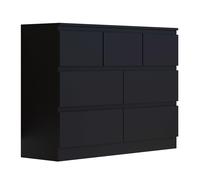 7 Drawer Merchant Chest Black Scratch Resistant FWStyle Black One Size