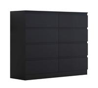 FWStyle 8 Drawer Black Chest Of Drawers Matt Finish FWStyle Black