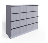 Fwstyle 8 Drawer Chest Of Drawers Dark Matt Grey Scalloped Design Grey One Size