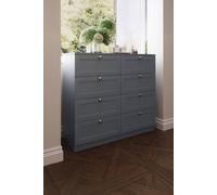 Dark GRey 8 Drawer Chest Of Drawers Panelled Design FWStyle Grey One Size