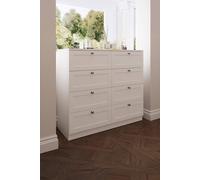 Fwstyle 8 Drawer Chest Of Drawers Deep Design Modern Panelled Fronts Matt White White One Size