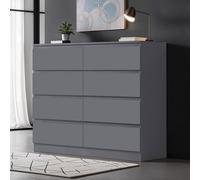 Fwstyle 8 Drawer Chest Of Drawers Matt Finish Scratch Resistant In Dark Grey