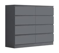 Fwstyle 8 Drawer Dark Grey Chest Of Drawers (H) 99Cm (W) 110Cm (D) 40Cm