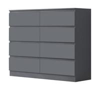 Fwstyle 8 Drawer Dark Grey Chest Of Drawers Matt Finish