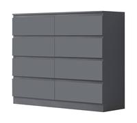 Fwstyle 8 Drawer Dark Grey Chest Of Drawers Matt Finish Grey One Size