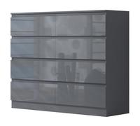 Fwstyle 8 Drawer Grey Chest Of Drawers Gloss Fronts