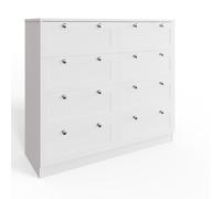 FWStyle 8 Drawer White Chest Of Drawers Deep Design Modern Panelled Fronts FWStyle White